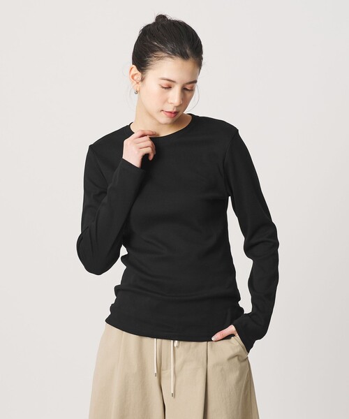 BEAUTY&YOUTH UNITED ARROWS(ビューティーアンドユースユナイテッドアローズ)の「オーガニックコットンフライス ロングスリーブTシャツ(Tシャツ/カットソー・レディース・ブラック/ホワイト/ダークブラウン・FREE)」の5枚目の写真