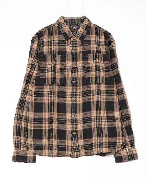 RRL（ダブル アール エル）の「チェック コットンリネン ワークシャツ（シャツ/ブラウス・メンズ・ブラウン・XXL/XS/XL/S/M/L）」の2枚目の写真