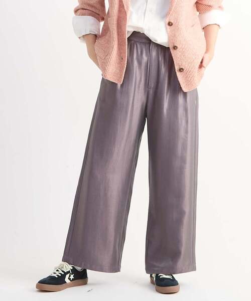 CONVERSE TOKYO(コンバーストウキョウ)の「SHINY SATIN PINTUCK WIDE PANTS(その他パンツ・レディース・ブラック/グレー/グリーン・FREE)」の2枚目の写真