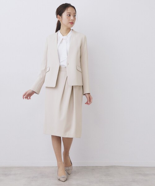 index(インデックス)の「アシンメトリーストレッチタックスカート/セットアップ対応【洗濯機OK/防シワ/イージーアイロン】(スカート・レディース・ネイビー/ブラック系7/ナチュラル/チャコールグレー・36/42/40/38)」の11枚目の写真