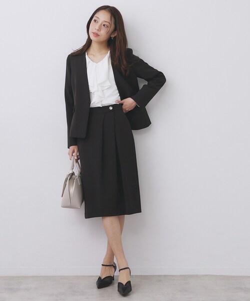 index(インデックス)の「アシンメトリーストレッチタックスカート/セットアップ対応【洗濯機OK/防シワ/イージーアイロン】(スカート・レディース・ネイビー/ブラック系7/ナチュラル/チャコールグレー・36/42/40/38)」の18枚目の写真