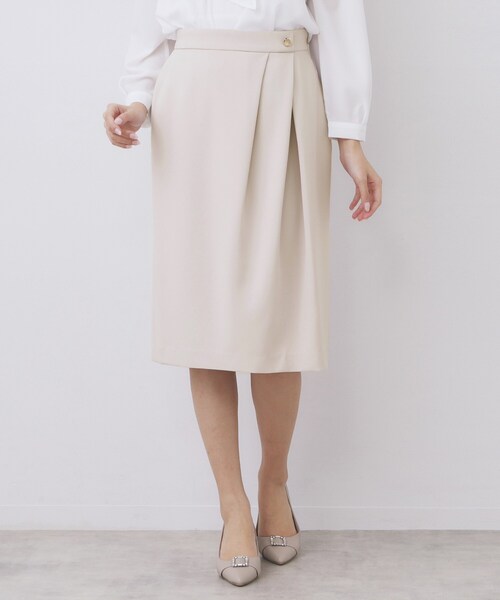 index(インデックス)の「アシンメトリーストレッチタックスカート/セットアップ対応【洗濯機OK/防シワ/イージーアイロン】(スカート・レディース・ネイビー/ブラック系7/ナチュラル/チャコールグレー・36/42/40/38)」の21枚目の写真