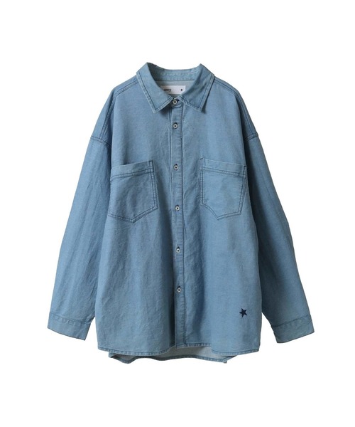 CONVERSE TOKYO（コンバーストウキョウ）の「STAR★ PATCH OVERSIZED DENIM SHIRT（シャツ/ブラウス・レディース・ホワイト/サックスブルー/ブラック・FREE）」の15枚目の写真