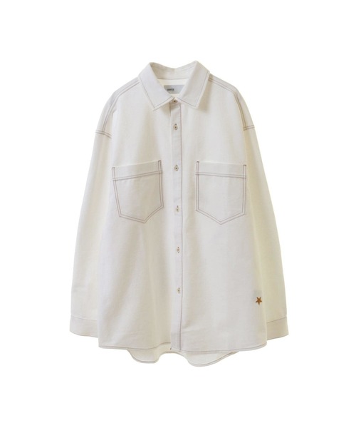 CONVERSE TOKYO（コンバーストウキョウ）の「STAR★ PATCH OVERSIZED DENIM SHIRT（シャツ/ブラウス・レディース・ホワイト/サックスブルー/ブラック・FREE）」の17枚目の写真