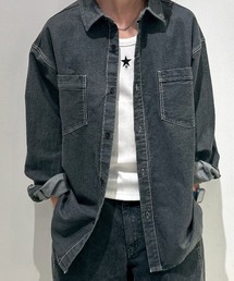 STAR★ PATCH OVERSIZED DENIM SHIRT