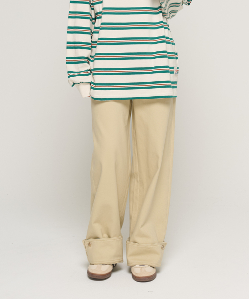 キャンバスロールアップワイドパンツ（ベージュ）