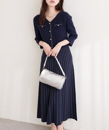 natural couture | ラメプリーツニットワンピース(ワンピース)