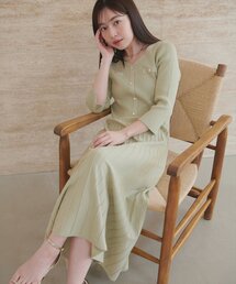 ラメプリーツニットワンピース