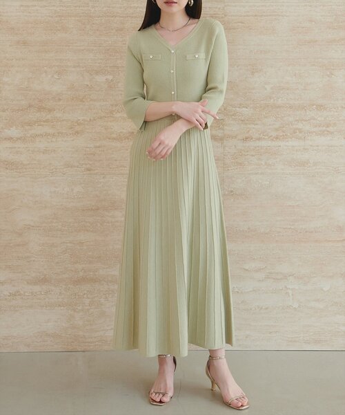 natural couture(ナチュラルクチュール)の「ラメプリーツニットワンピース(ワンピース・レディース・サックスブルー/ネイビー/ミント/アイボリー・FREE)」の18枚目の写真