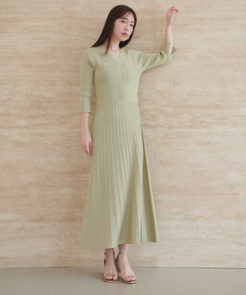 natural couture(ナチュラルクチュール)の「ラメプリーツニットワンピース(ワンピース・レディース・サックスブルー/ネイビー/ミント/アイボリー・FREE)」の17枚目の写真