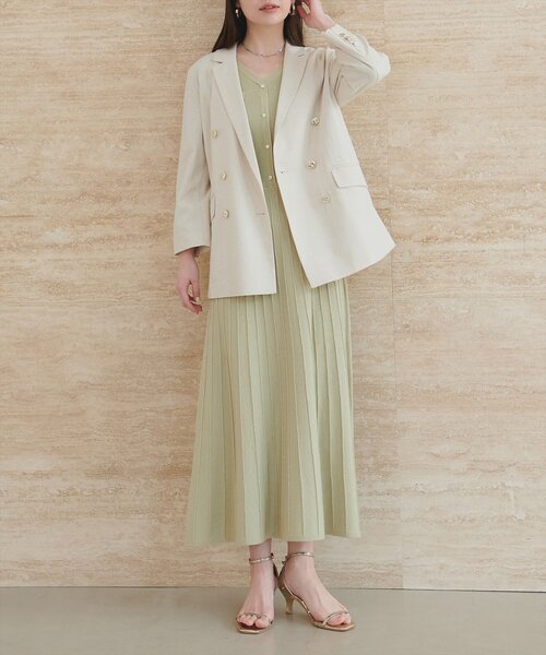 natural couture(ナチュラルクチュール)の「ラメプリーツニットワンピース(ワンピース・レディース・サックスブルー/ネイビー/ミント/アイボリー・FREE)」の14枚目の写真