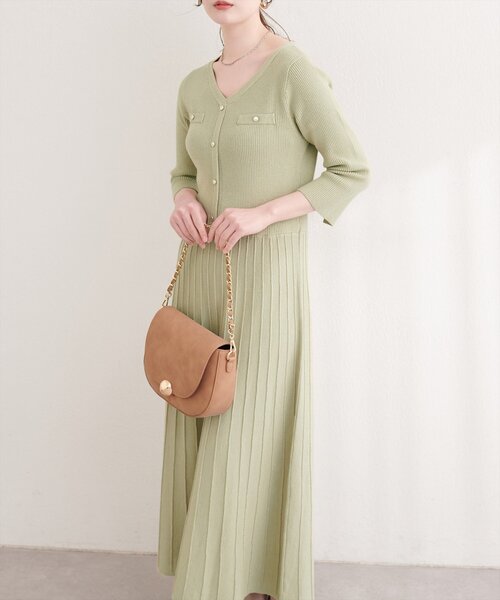 natural couture(ナチュラルクチュール)の「ラメプリーツニットワンピース(ワンピース・レディース・サックスブルー/ネイビー/ミント/アイボリー・FREE)」の10枚目の写真