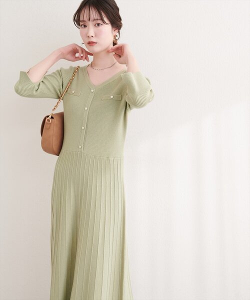 natural couture(ナチュラルクチュール)の「ラメプリーツニットワンピース(ワンピース・レディース・サックスブルー/ネイビー/ミント/アイボリー・FREE)」の9枚目の写真