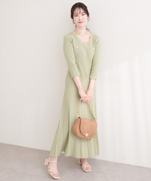 natural couture(ナチュラルクチュール)の「ラメプリーツニットワンピース(ワンピース・レディース・サックスブルー/ネイビー/ミント/アイボリー・FREE)」の6枚目の写真