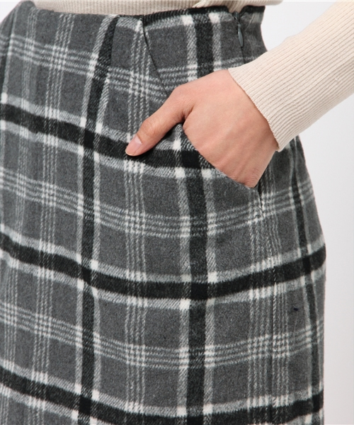 Chico(チコ)の「【who's who Chico】チェックタイトスカート(スカート・レディース・ライトグレー/ネイビー・FREE)」の3枚目の写真