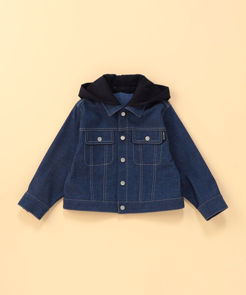 COMME CA ISM(コムサイズム)の「デニムライクストレッチ フード付き Gジャン (ベビーサイズ)(ブルゾン・キッズ・ブルー・80-90cm)」の1枚目の写真