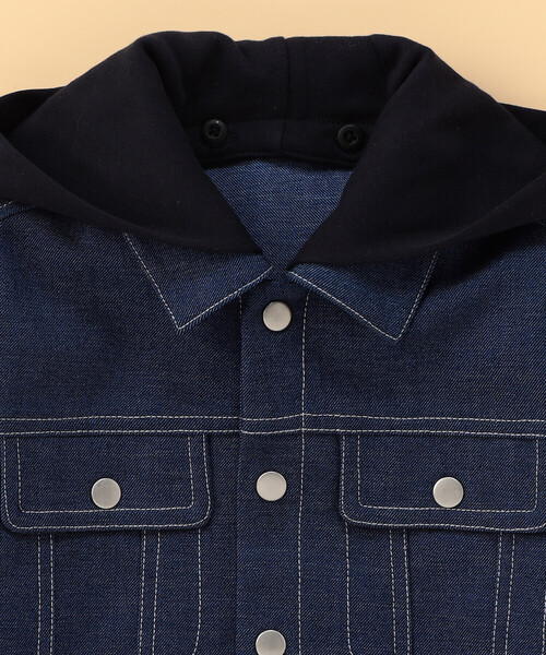 COMME CA ISM(コムサイズム)の「デニムライクストレッチ フード付き Gジャン (ベビーサイズ)(ブルゾン・キッズ・ブルー・80-90cm)」の4枚目の写真