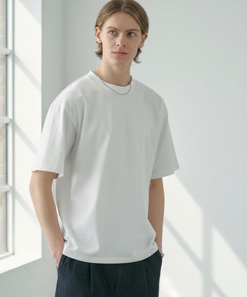 ファンシーボックス　カットソー EASENCE】ボックスシルエット サイドスリット ベーシック 半袖Tシャツ