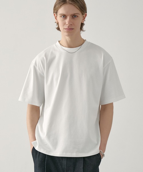 接触冷感 ボックスシルエット サイドスリット ベーシック 半袖Tシャツ