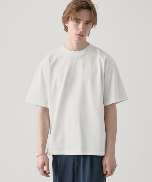 接触冷感 ボックスシルエット サイドスリット ベーシック 半袖Tシャツ