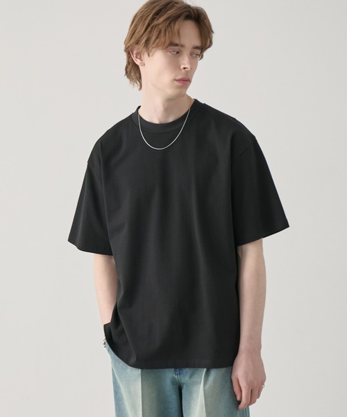 接触冷感 ボックスシルエット サイドスリット ベーシック 半袖Tシャツ