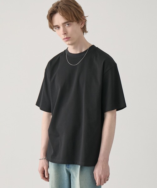 接触冷感 ボックスシルエット サイドスリット ベーシック 半袖Tシャツ