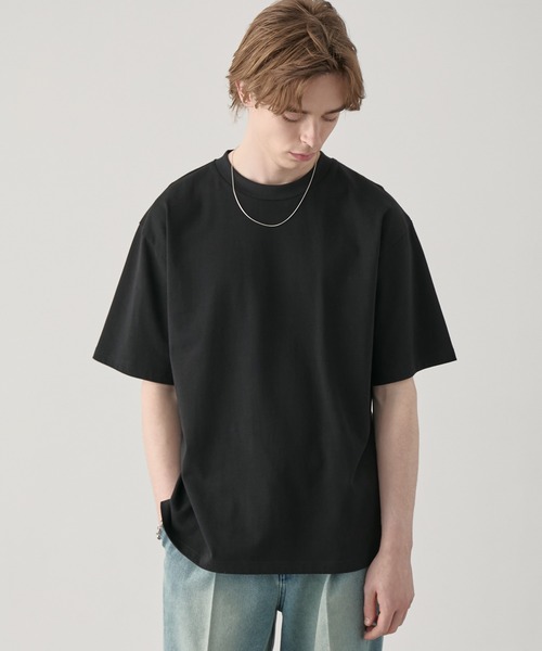 接触冷感 ボックスシルエット サイドスリット ベーシック 半袖Tシャツ