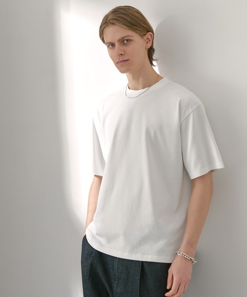 接触冷感 ボックスシルエット サイドスリット ベーシック 半袖Tシャツ