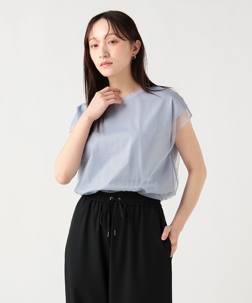 BEAMS HEART(ビームスハート)の「チュール フレンチ Tシャツ(Tシャツ/カットソー・レディース・グレー/オフホワイト/ブラック・FREE)」の1枚目の写真