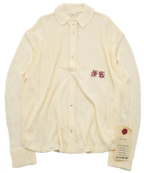 SHINYAKOZUKA(シンヤコヅカ)の「【SHINYAKOZUKA】 ANTIQUE KNITTED SHIRT(シャツ/ブラウス・メンズ・ブラック/キナリ・MEDIUM)」の2枚目の写真