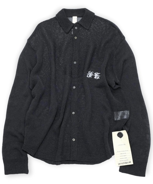 SHINYAKOZUKA(シンヤコヅカ)の「【SHINYAKOZUKA】 ANTIQUE KNITTED SHIRT(シャツ/ブラウス・メンズ・ブラック/キナリ・MEDIUM)」の1枚目の写真