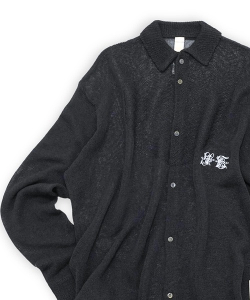 SHINYAKOZUKA(シンヤコヅカ)の「【SHINYAKOZUKA】 ANTIQUE KNITTED SHIRT(シャツ/ブラウス・メンズ・ブラック/キナリ・MEDIUM)」の3枚目の写真