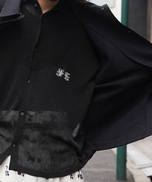 SHINYAKOZUKA(シンヤコヅカ)の「【SHINYAKOZUKA】 ANTIQUE KNITTED SHIRT(シャツ/ブラウス・メンズ・ブラック/キナリ・MEDIUM)」の7枚目の写真