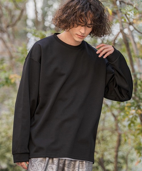 CAMBIO(カンビオ)の「mlt5585- ビッグシルエットサイドスリット鹿の子カットソー(Tシャツ/カットソー・メンズ・グレイッシュベージュ/ブラック/ホワイト・M/L/XL)」の5枚目の写真