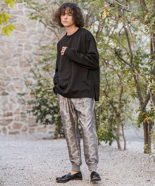 CAMBIO(カンビオ)の「mlt5585- ビッグシルエットサイドスリット鹿の子カットソー(Tシャツ/カットソー・メンズ・グレイッシュベージュ/ブラック/ホワイト・M/L/XL)」の7枚目の写真