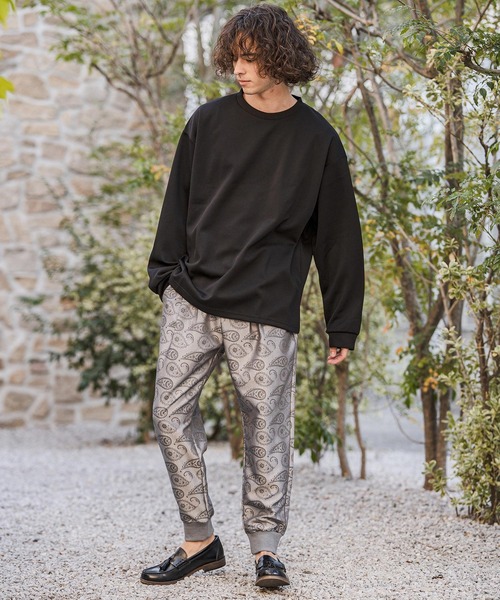 CAMBIO(カンビオ)の「mlt5585- ビッグシルエットサイドスリット鹿の子カットソー(Tシャツ/カットソー・メンズ・グレイッシュベージュ/ブラック/ホワイト・M/L/XL)」の8枚目の写真