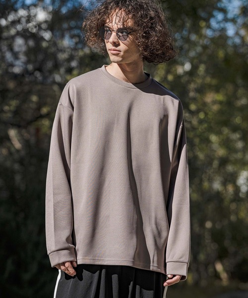 CAMBIO(カンビオ)の「mlt5585- ビッグシルエットサイドスリット鹿の子カットソー(Tシャツ/カットソー・メンズ・グレイッシュベージュ/ブラック/ホワイト・M/L/XL)」の15枚目の写真
