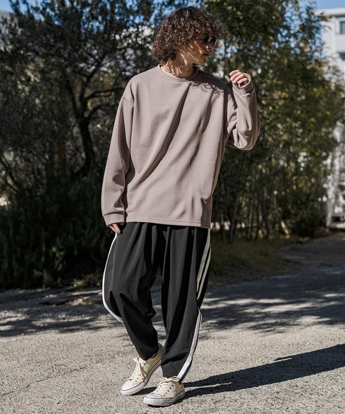 CAMBIO(カンビオ)の「mlt5585- ビッグシルエットサイドスリット鹿の子カットソー(Tシャツ/カットソー・メンズ・グレイッシュベージュ/ブラック/ホワイト・M/L/XL)」の18枚目の写真