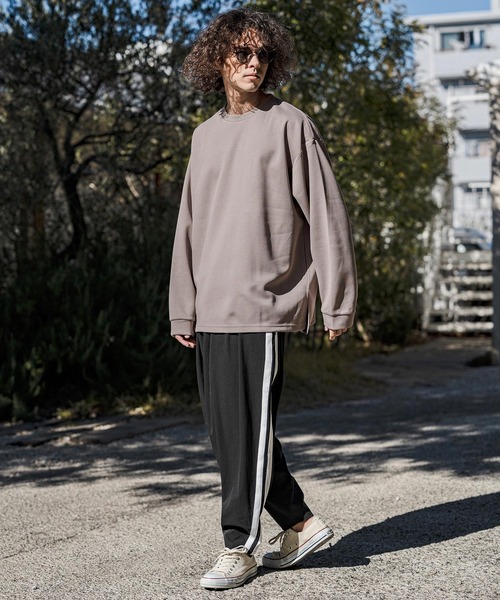 CAMBIO(カンビオ)の「mlt5585- ビッグシルエットサイドスリット鹿の子カットソー(Tシャツ/カットソー・メンズ・グレイッシュベージュ/ブラック/ホワイト・M/L/XL)」の19枚目の写真