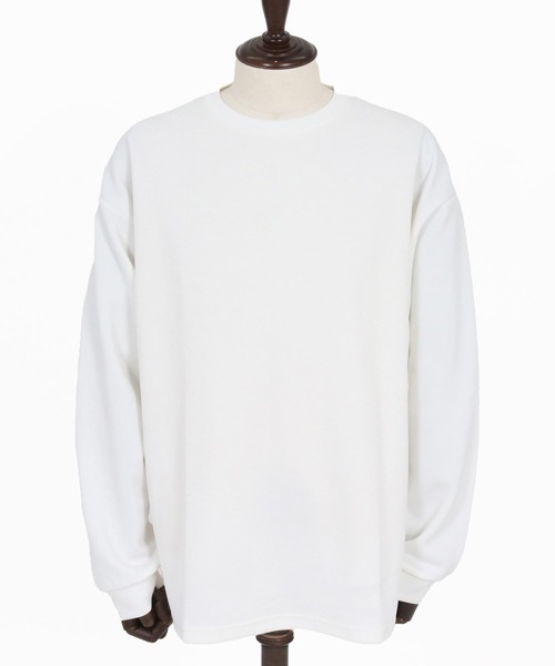 CAMBIO(カンビオ)の「mlt5585- ビッグシルエットサイドスリット鹿の子カットソー(Tシャツ/カットソー・メンズ・グレイッシュベージュ/ブラック/ホワイト・M/L/XL)」の20枚目の写真