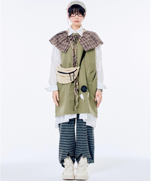 Never mind the XU / Chikashitsu+（ネバーマインド ザ エックスユー / チカシツプラス）の「【Nerd out XU】fleece stripe pants / 【ナードアウトエックスユー】フリースストライプイージーパンツ <着用動画あり>（スウェットパンツ・メンズ・ダークグレー/グレー・ONE SIZE）」の18枚目の写真