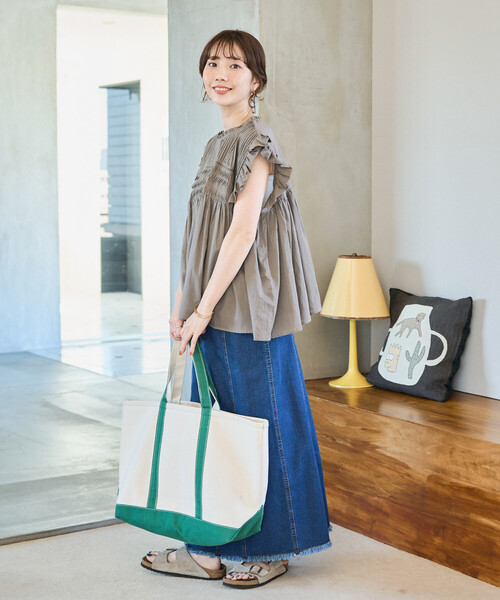 4th限定BOX ブラウス COFREX】 配色 スタンド ギャザーブラウス 五分袖 レディースデザイン