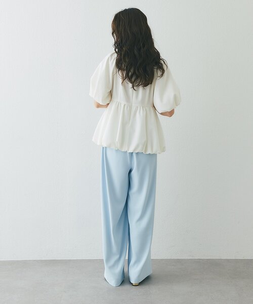La boutique BonBon(ラブティックボンボン)の「【最強モテ系】バルーンペプラムブラウス(シャツ/ブラウス・レディース・ネイビー/オフホワイト/サックスブルー・FREE)」の10枚目の写真