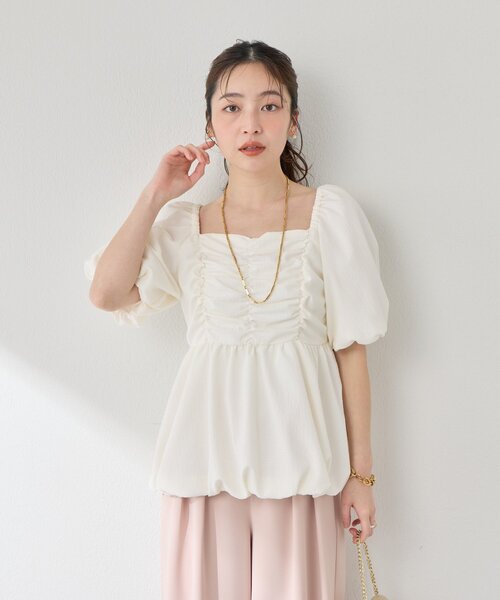 La boutique BonBon(ラブティックボンボン)の「【最強モテ系】バルーンペプラムブラウス(シャツ/ブラウス・レディース・ネイビー/オフホワイト/サックスブルー・FREE)」の11枚目の写真