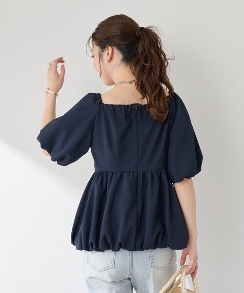 La boutique BonBon(ラブティックボンボン)の「【最強モテ系】バルーンペプラムブラウス(シャツ/ブラウス・レディース・ネイビー/オフホワイト/サックスブルー・FREE)」の9枚目の写真
