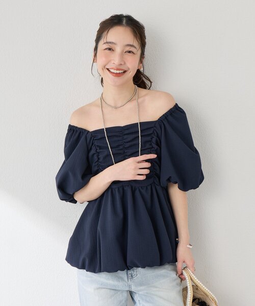 La boutique BonBon(ラブティックボンボン)の「【最強モテ系】バルーンペプラムブラウス(シャツ/ブラウス・レディース・ネイビー/オフホワイト/サックスブルー・FREE)」の11枚目の写真