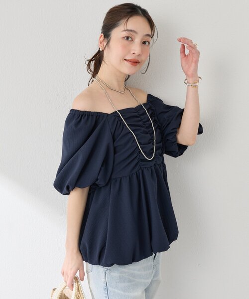 La boutique BonBon(ラブティックボンボン)の「【最強モテ系】バルーンペプラムブラウス(シャツ/ブラウス・レディース・ネイビー/オフホワイト/サックスブルー・FREE)」の12枚目の写真