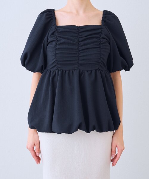 La boutique BonBon(ラブティックボンボン)の「【最強モテ系】バルーンペプラムブラウス(シャツ/ブラウス・レディース・ネイビー/オフホワイト/サックスブルー・FREE)」の18枚目の写真