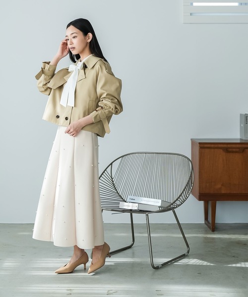 mili an deni(ミリアンデニ)の「ショートトレンチコート(トレンチコート・レディース・ライトベージュ/ベージュ・M)」の9枚目の写真