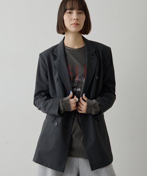 Whim Gazette(ウィムガゼット)の「<WEB限定&一部店舗>ストレッチジャケット(テーラードジャケット・レディース・チャコールグレー・FREE)」の10枚目の写真